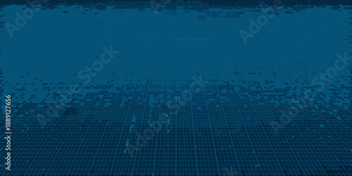 Abstract blue digital grid pattern with a textured pixelated appearance