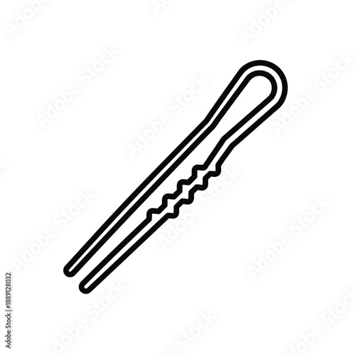 Vector illustration icon black and white line art illustration of a clothespin