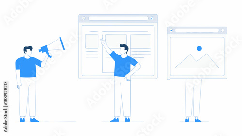Illustrative depiction of digital marketing and content presentation concepts