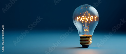 Light bulb glowing with idea text on a dark background technology concept minimalist style