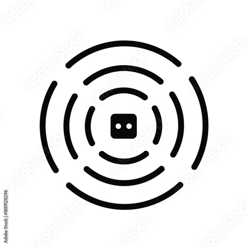 Vector illustration icon black and white illustration of a dice with concentric circles around it