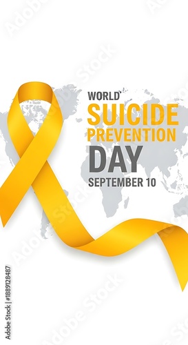 World suicide prevention day awareness ribbon and globe