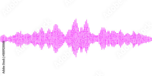 Digital blue pulse heart beat wave with music notes and a frequency equalizer waveform illustration on a clean white background