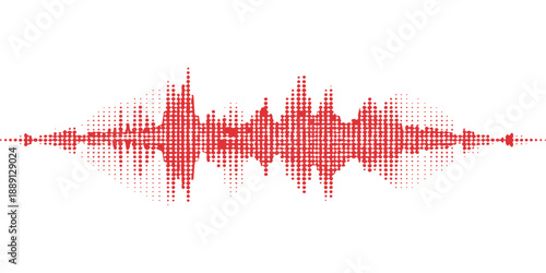 A digital technology illustration featuring a red pulse heart and heartbeat waveform on a blue electronic cardiogram graph with audio frequency equalizer lines and a music disco backdrop design