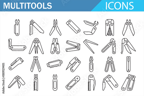 Multitool Illustration Set for Workshop, Repair and Engineering