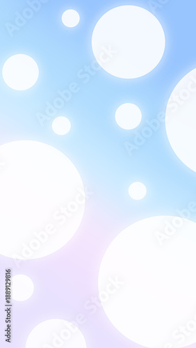 Soft glowing spheres on pastel blue and pink gradient background. Ethereal light effect. Vertical wallpaper