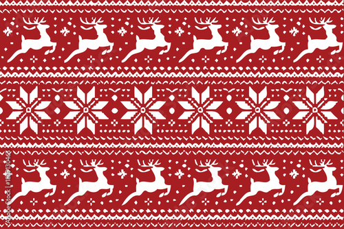 seamless christmas pattern with reindeer and snowflakes