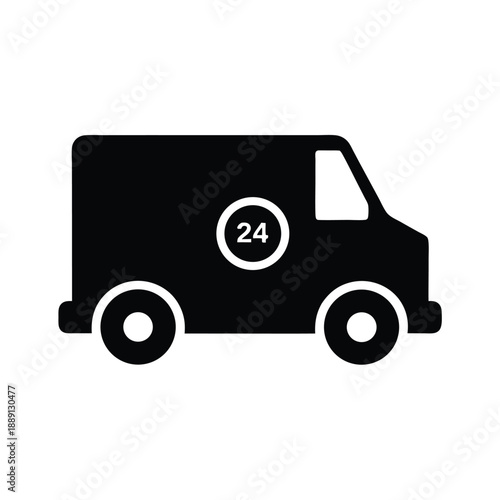 A black vehicle with twenty four boldly displays dependable service constantly available to customers