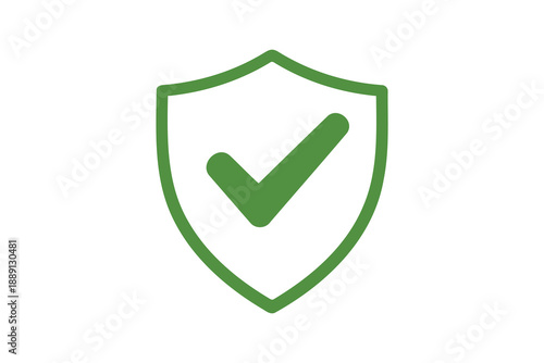 green shield icon with check mark for security and approval
