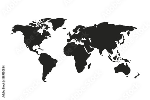 black silhouette of world map for global concepts