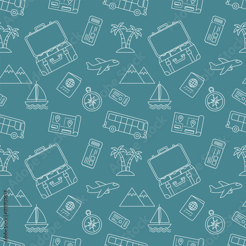 Seamless pattern with tourism elements.