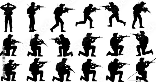 vector silhouettes of soldiers