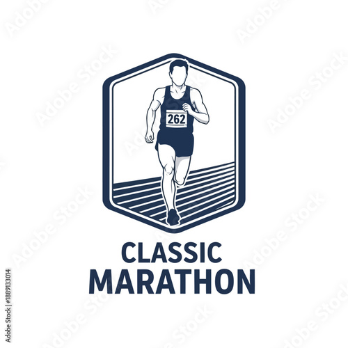 Classic Marathon Runner Emblem with Bib Number 262.