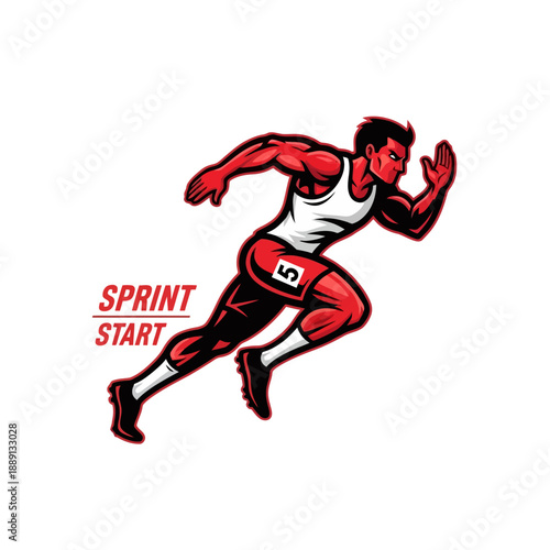 Dynamic Athlete in MidSprint Action Pose.