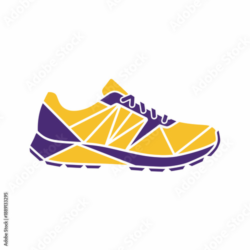 Modern Athletic Running Shoe Design with Geometric Patterns.