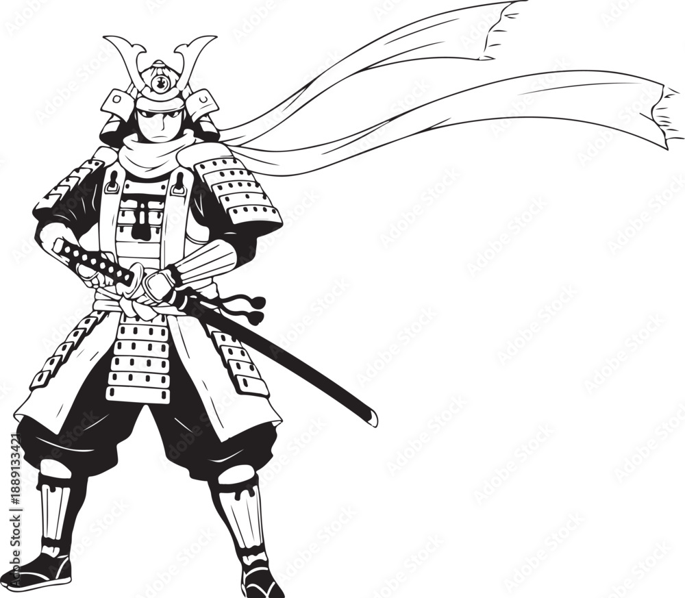 Fototapeta premium Fantasy Warrior Girl Knight with Sword and Rabbit Vector Illustration