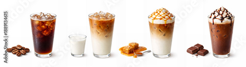 Iced Coffee Drink Set – Americano, Latte, Caramel Macchiato, Mocha