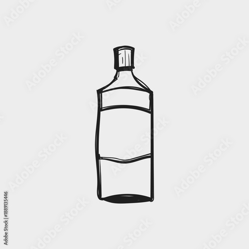 Bottle in simple design with clear lines and minimal detail sitting upright on a plain background during daylight