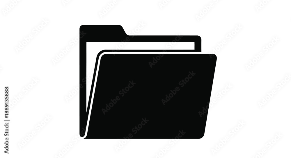 Obraz premium Simple black folder icon with two document outlines shown