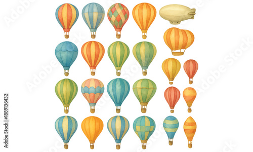Vintage Colorful Hot Air Balloons Vector Illustration Festival Collection
