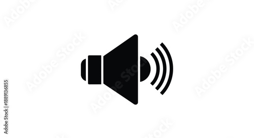 Simple black speaker icon on a white background representing audio output