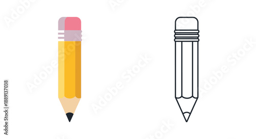 Two pencils are displayed one colored one a black and white outline