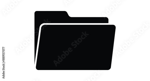 Black folder icon with a white outline representing files and organization