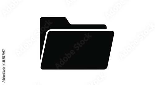 Simple black folder icon with two document outlines displayed