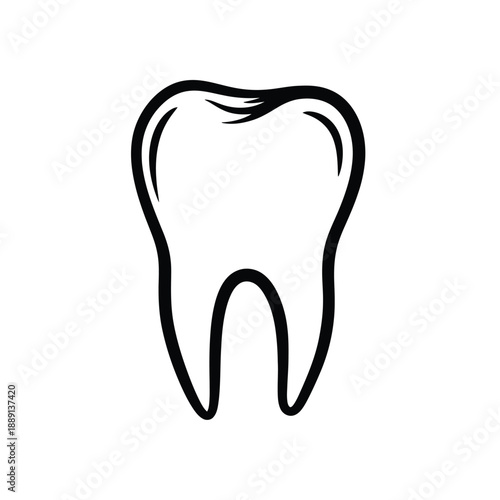 Vector illustration icon a black line drawing of a molar tooth