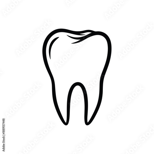 Vector illustration icon a black line drawing of a molar tooth