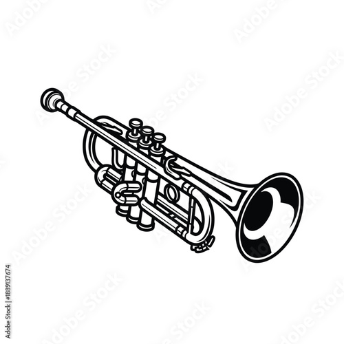 Vector illustration icon black and white illustration of a trumpet