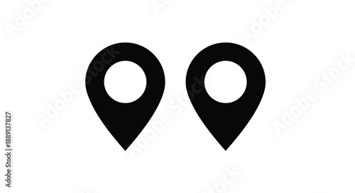 Two black location pin icons displayed against a white background