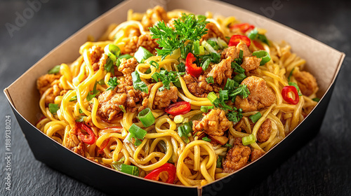 Chicken chow mein noodles i...