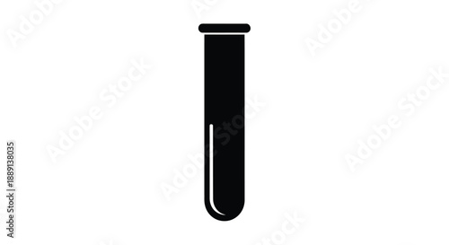 A simple black silhouette of a laboratory test tube on a white background