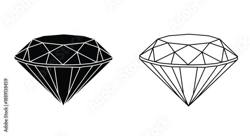Two diamond illustrations one solid black and one outlined in white