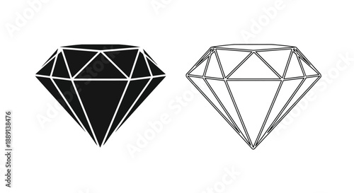 Two diamond illustrations one solid black and one outlined in white