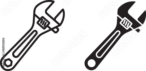 Two adjustable wrenches isolated on white background, illustration