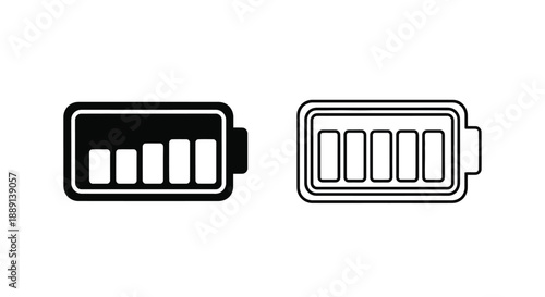 Two battery icons displaying different charge levels full and low