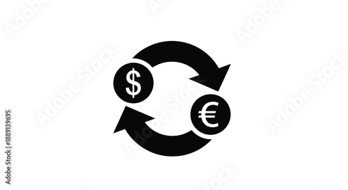 Currency exchange symbol depicting us dollar and euro conversion
