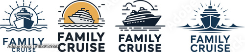 Family cruise ship logos with different styles Keywords: cruise ship, boat, ocean, sea, vector