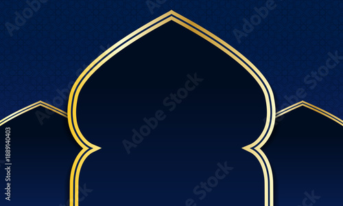 A luxurious navy blue and gold Islamic Ramadan background with elegant designs