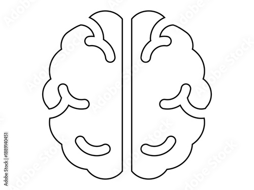 Minimalist Human Brain Line Art Icon Vector Illustration