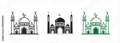 Islamic mosque logo vector icon template