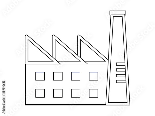 Minimalist Industrial Factory Building Line Art Icon Vector Illustration