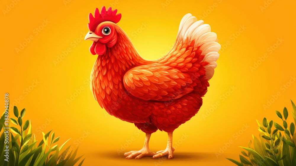 Fototapeta premium Pop art style illustration of a chicken