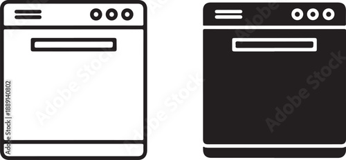 dish washer Two kitchen appliances isolated on white background, illustration