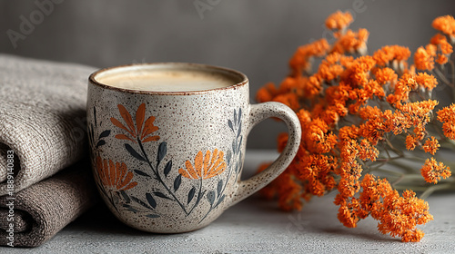 Pumpkin drink latte in a fe...