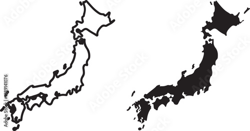 Map of japan isolated on white background, illustration