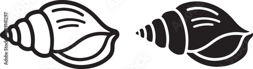seashell icon  in outline and solid icon set 