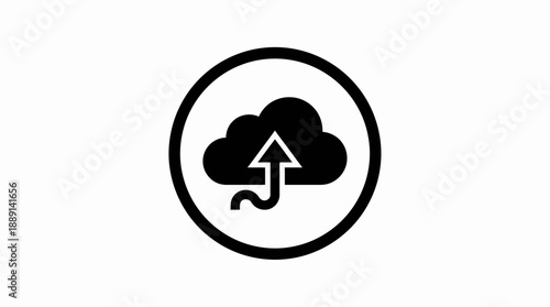 Modern cloud storage icon with upload arrow